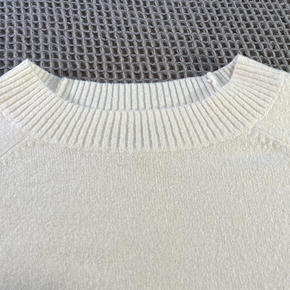 Loft Women's Ivory Cotton Blend Long Sleeve Sweater, size M - Picture 3 of 7